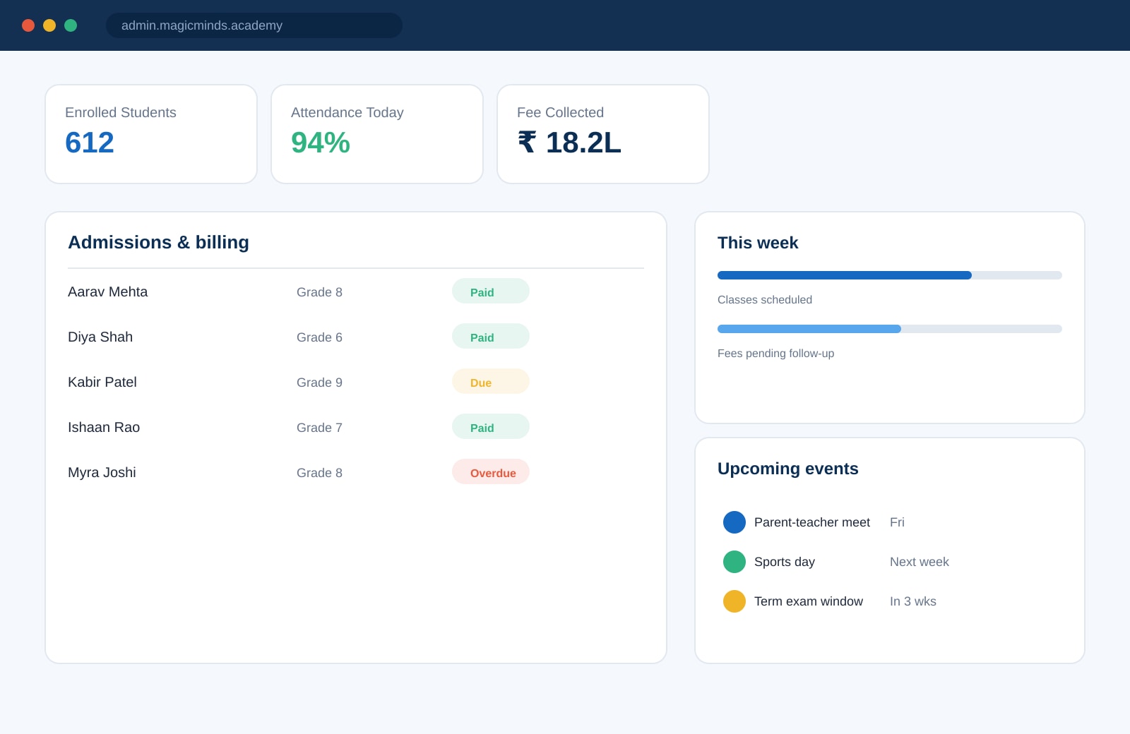 Magic Minds Learning Academy — Custom ERP